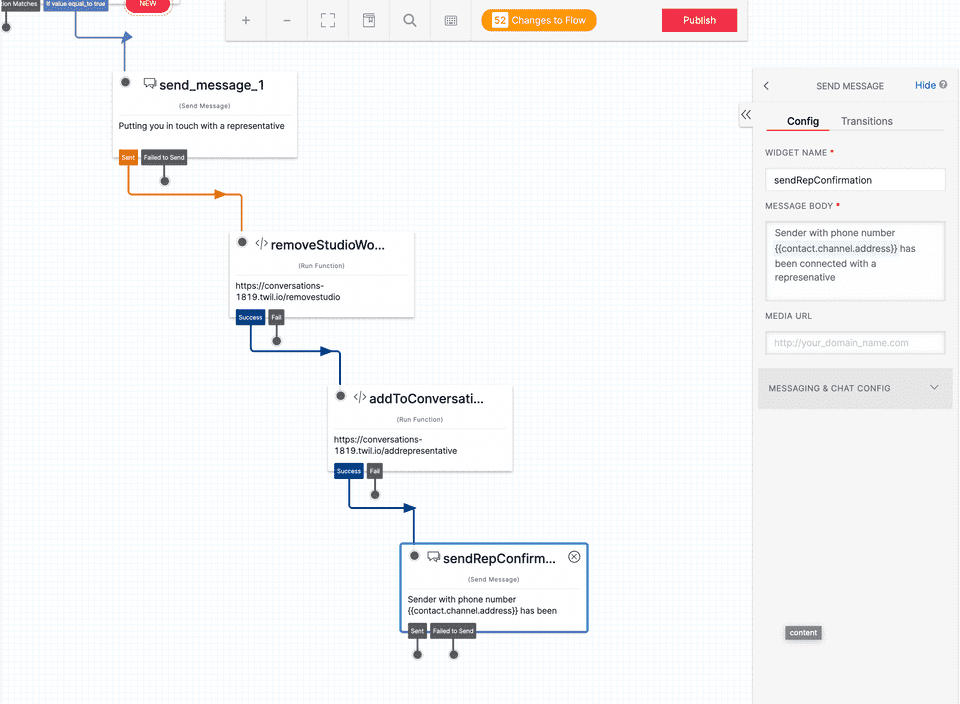 Twilio Studio Remove Studio Send Confirmatino