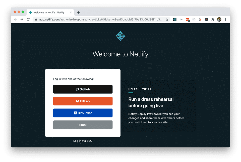 Netlify login